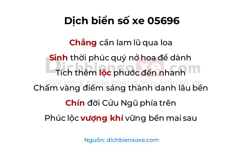 Dịch thơ biển số 05696