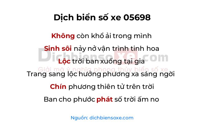 Dịch thơ biển số 05698