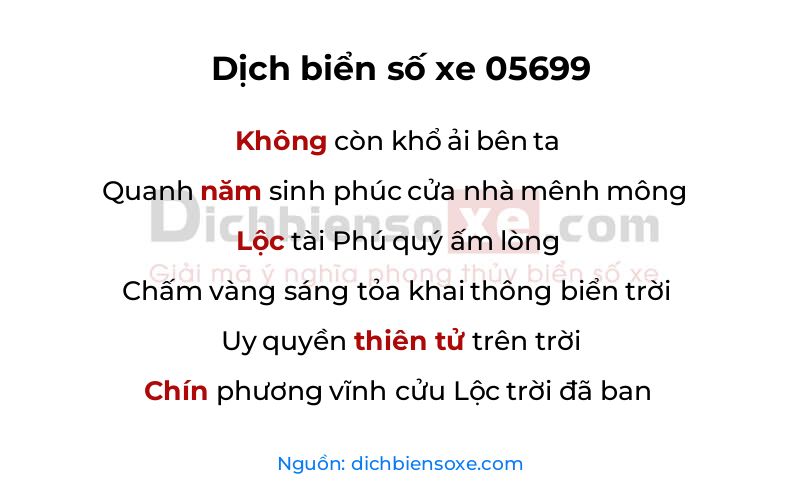 Dịch thơ biển số 05699