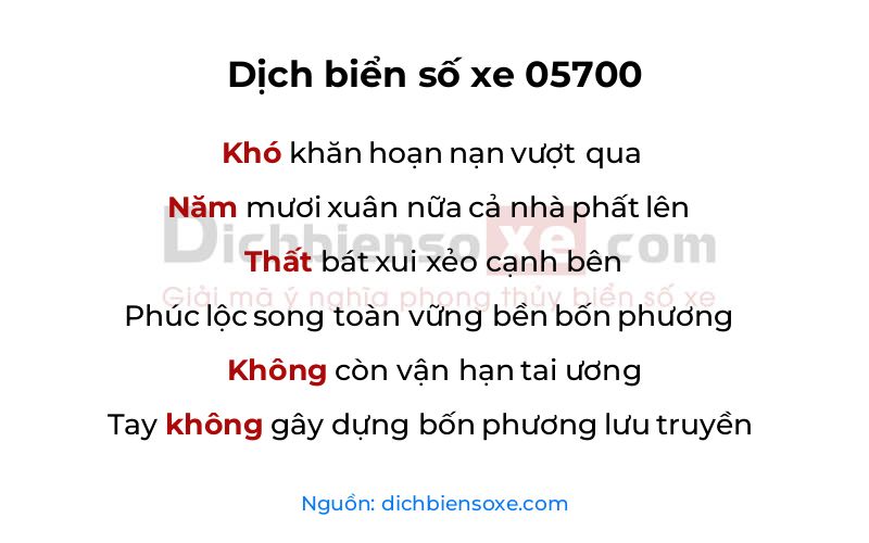 Dịch thơ biển số 05700