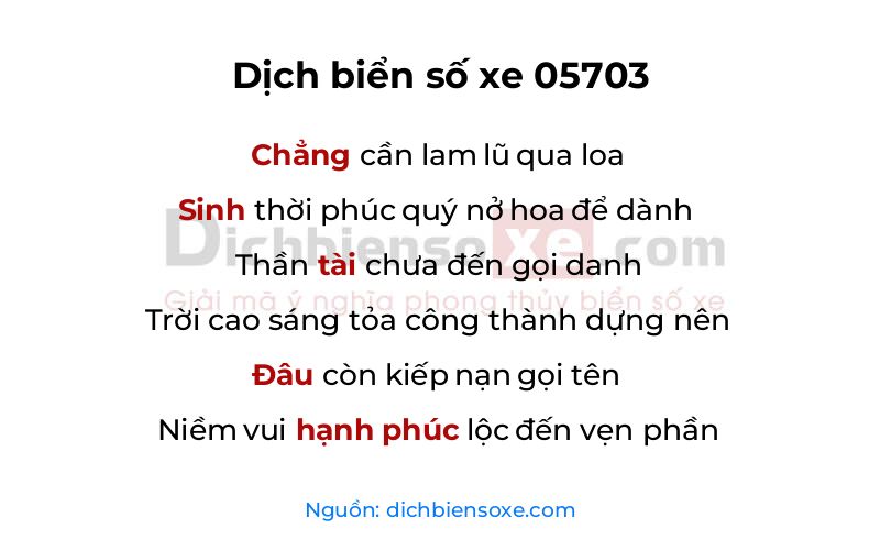 Dịch thơ biển số 05703