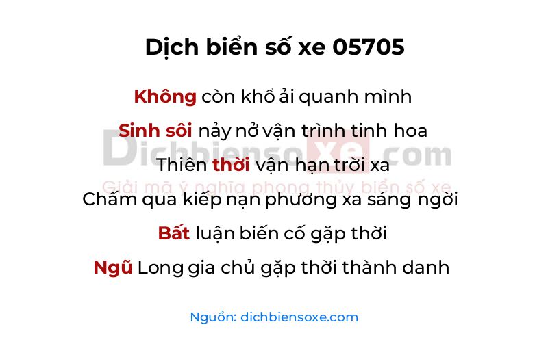 Dịch thơ biển số 05705