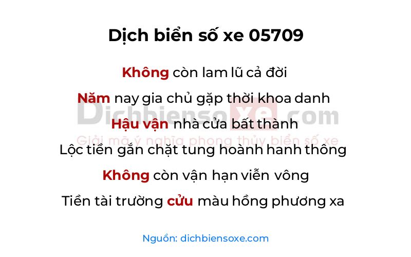 Dịch thơ biển số 05709