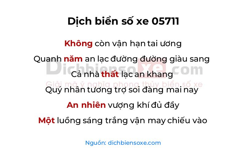Dịch thơ biển số 05711