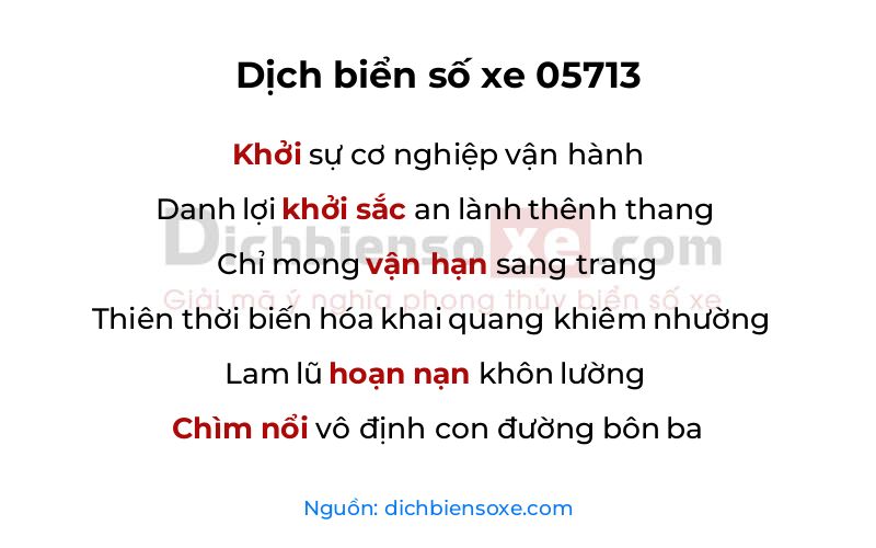 Dịch thơ biển số 05713
