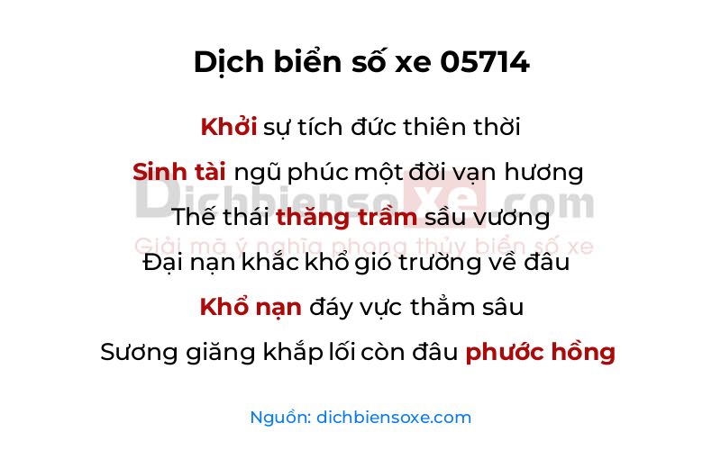 Dịch thơ biển số 05714