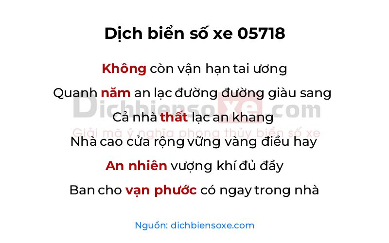 Dịch thơ biển số 05718