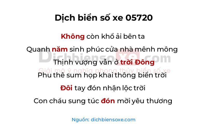 Dịch thơ biển số 05720