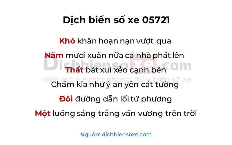 Dịch thơ biển số 05721