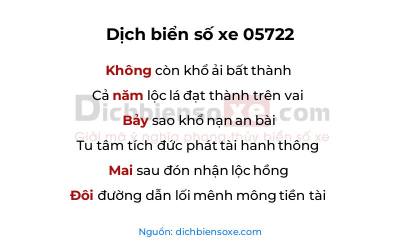 Dịch thơ biển số 05722