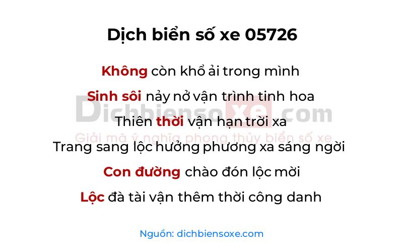 Dịch thơ biển số 05726