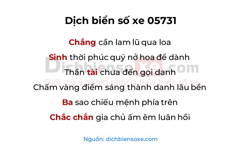 Dịch thơ biển số 05731