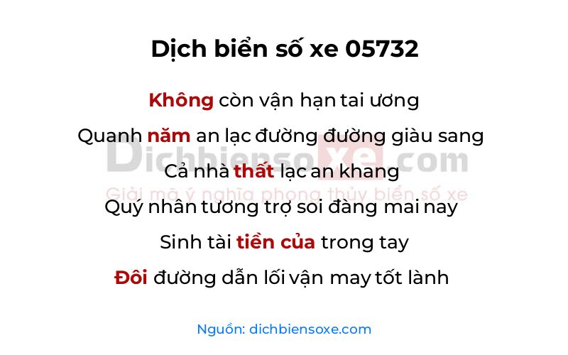 Dịch thơ biển số 05732