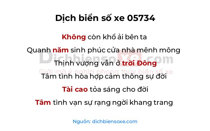 Dịch thơ biển số 05734