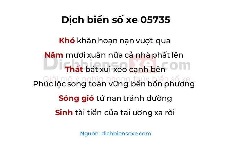Dịch thơ biển số 05735