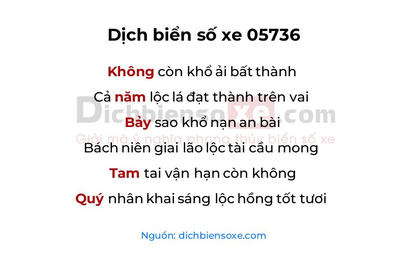 Dịch thơ biển số 05736