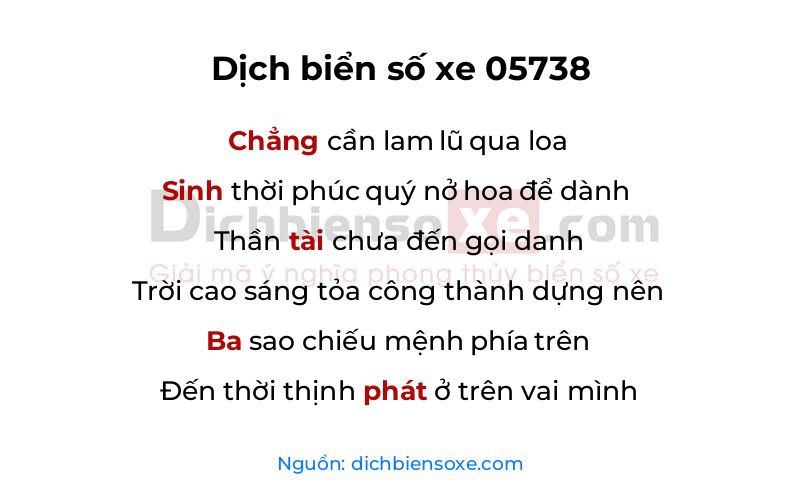Dịch thơ biển số 05738