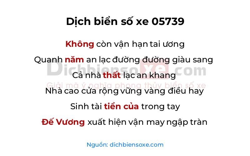 Dịch thơ biển số 05739