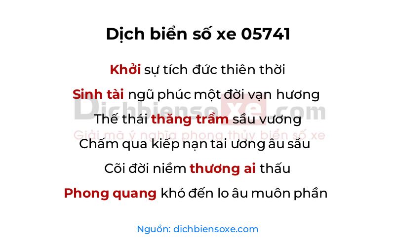 Dịch thơ biển số 05741