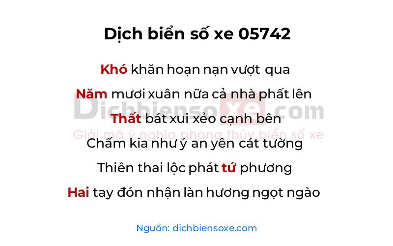 Dịch thơ biển số 05742