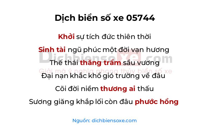 Dịch thơ biển số 05744