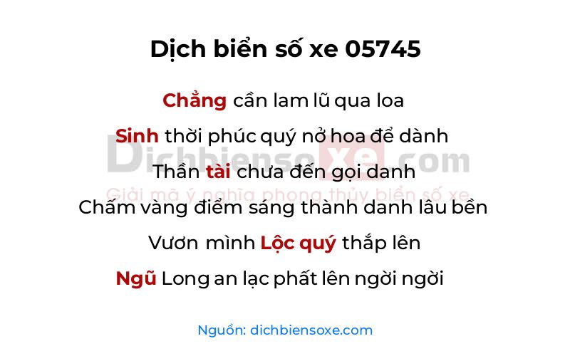 Dịch thơ biển số 05745
