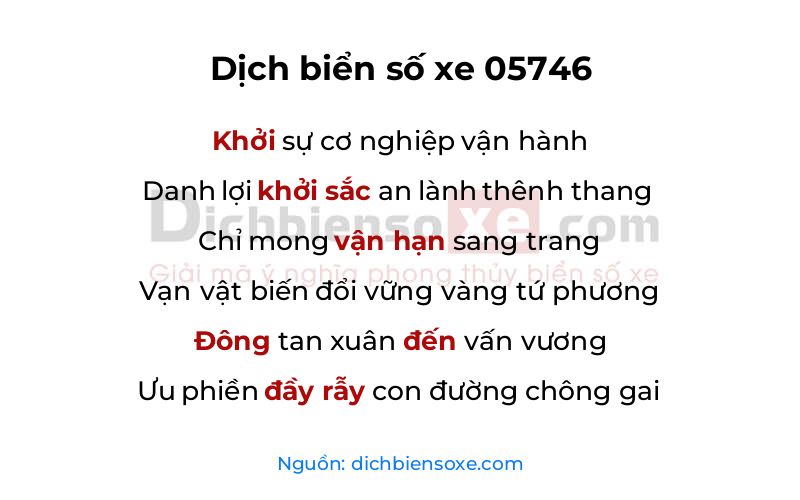 Dịch thơ biển số 05746
