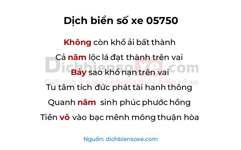 Dịch thơ biển số 05750