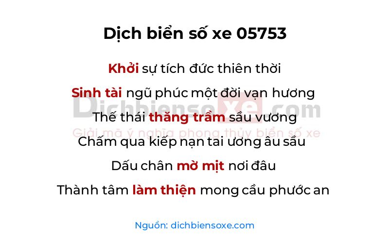 Dịch thơ biển số 05753