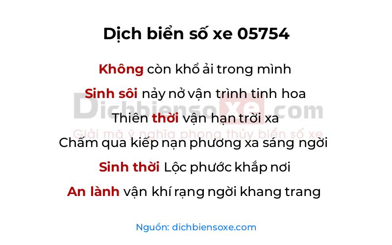 Dịch thơ biển số 05754