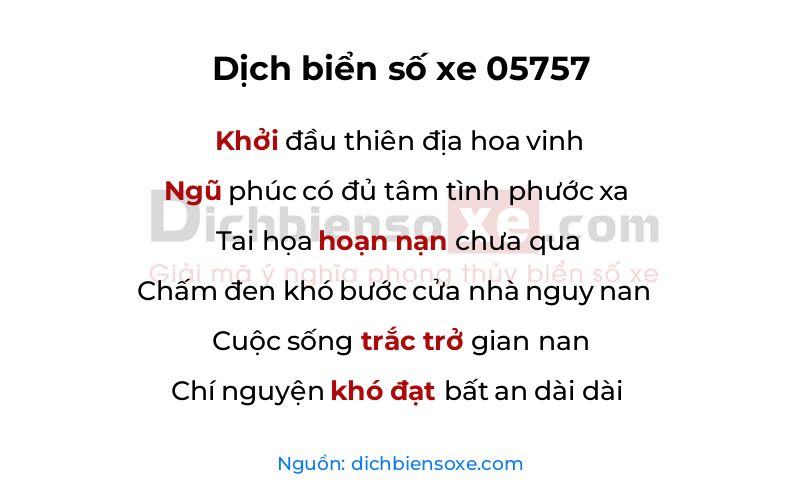 Dịch thơ biển số 05757