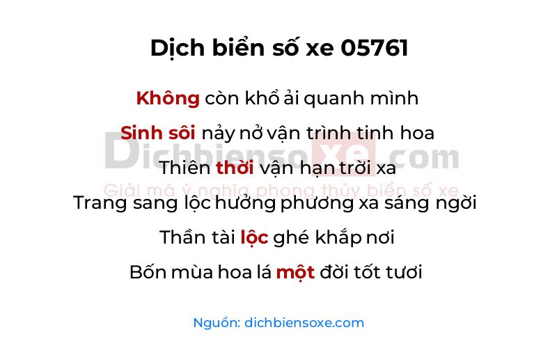 Dịch thơ biển số 05761