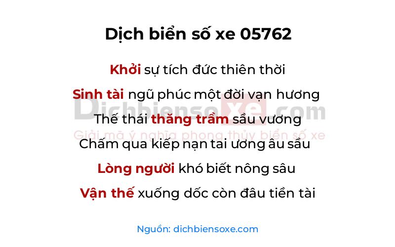 Dịch thơ biển số 05762