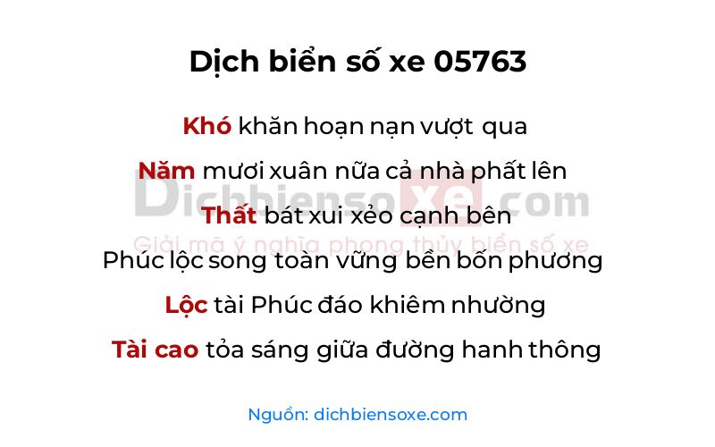 Dịch thơ biển số 05763
