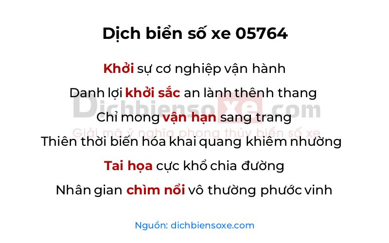 Dịch thơ biển số 05764
