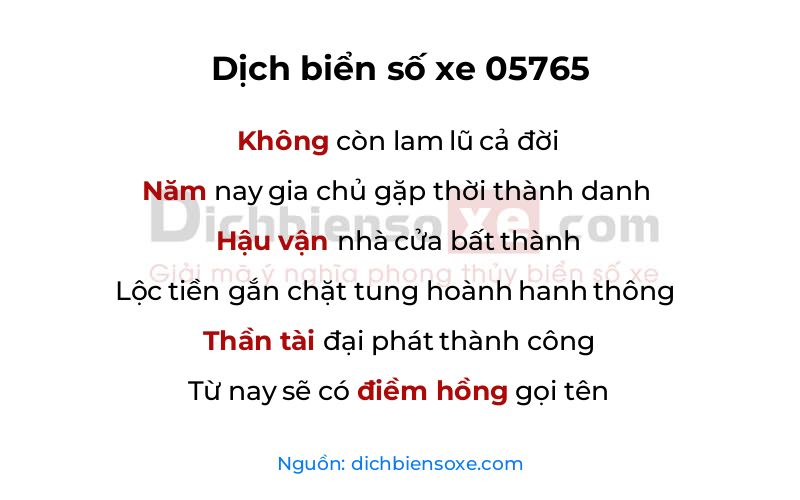 Dịch thơ biển số 05765