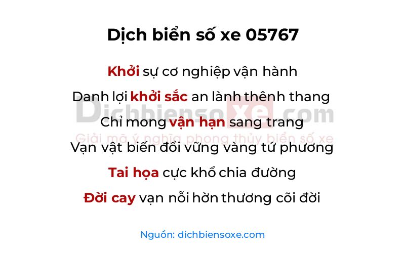 Dịch thơ biển số 05767