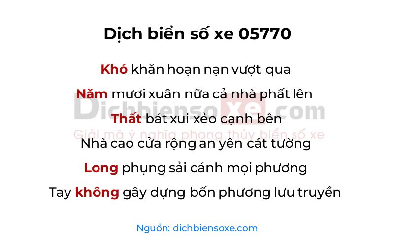 Dịch thơ biển số 05770