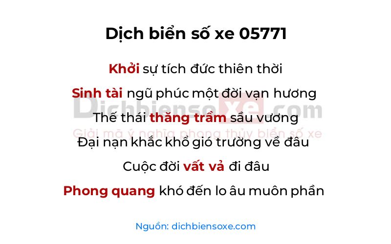 Dịch thơ biển số 05771