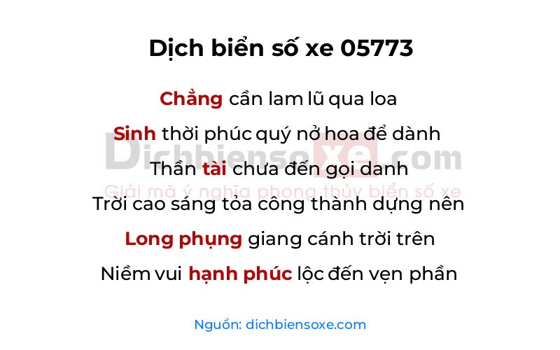 Dịch thơ biển số 05773