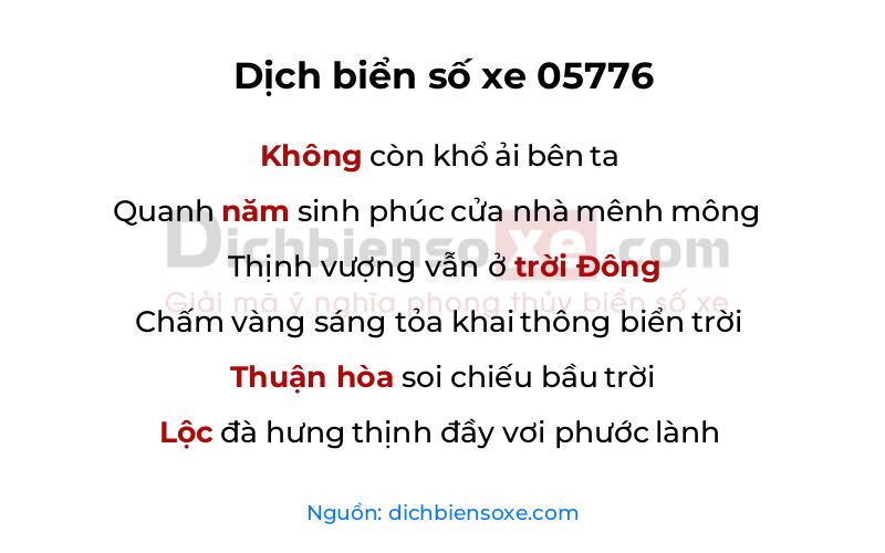 Dịch thơ biển số 05776