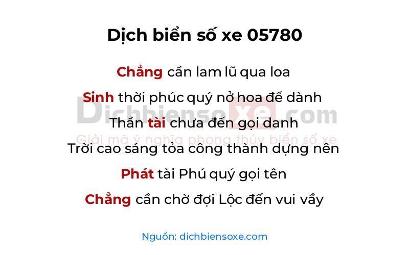 Dịch thơ biển số 05780
