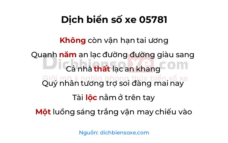 Dịch thơ biển số 05781