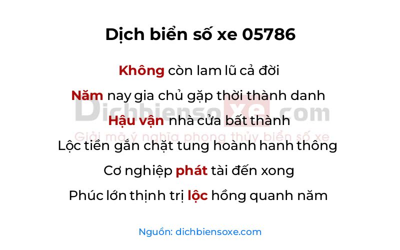 Dịch thơ biển số 05786