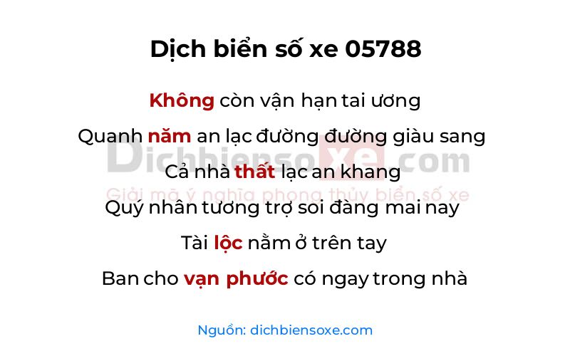 Dịch thơ biển số 05788