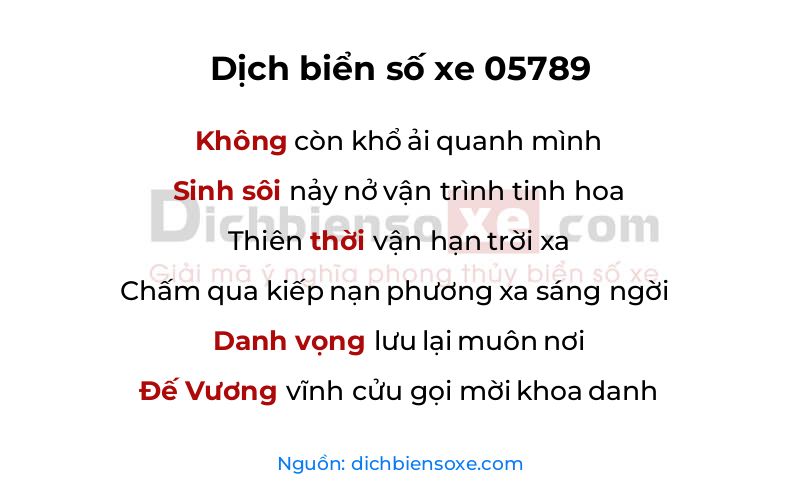 Dịch thơ biển số 05789