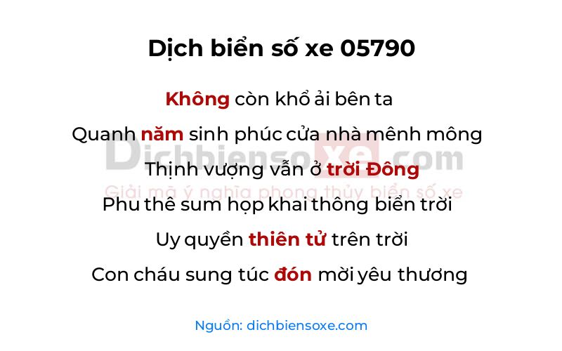 Dịch thơ biển số 05790