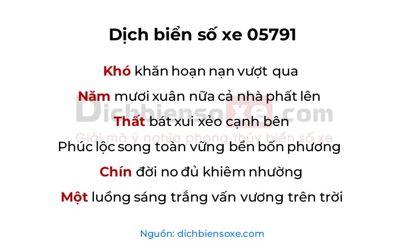 Dịch thơ biển số 05791