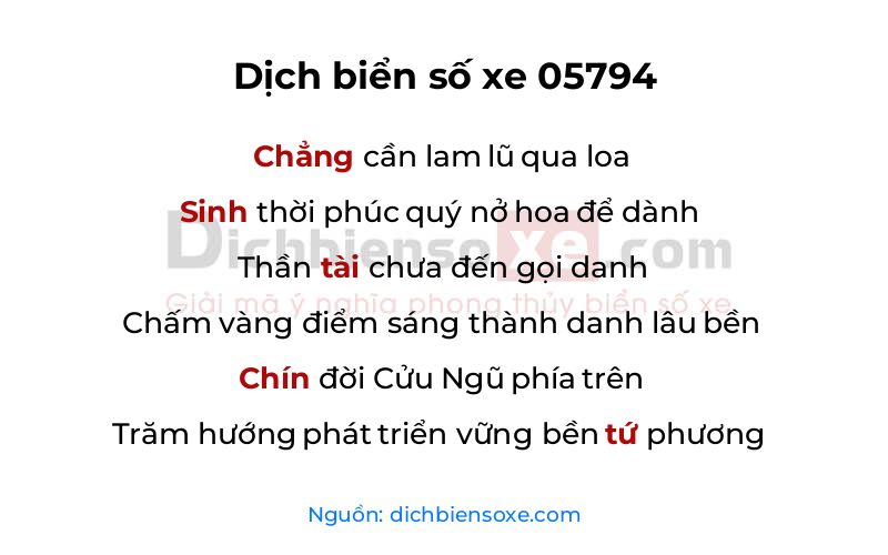 Dịch thơ biển số 05794