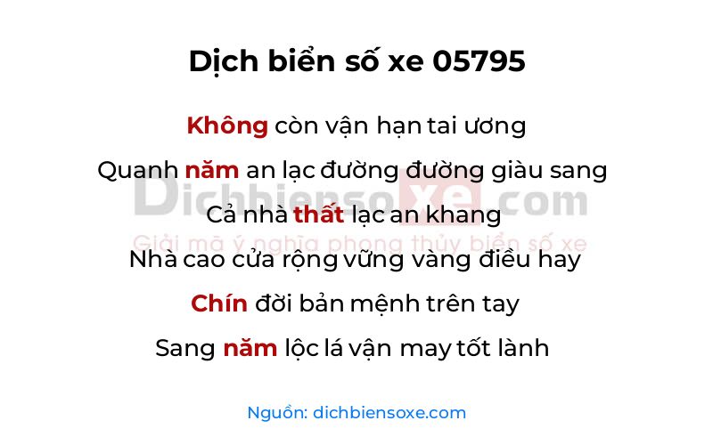 Dịch thơ biển số 05795